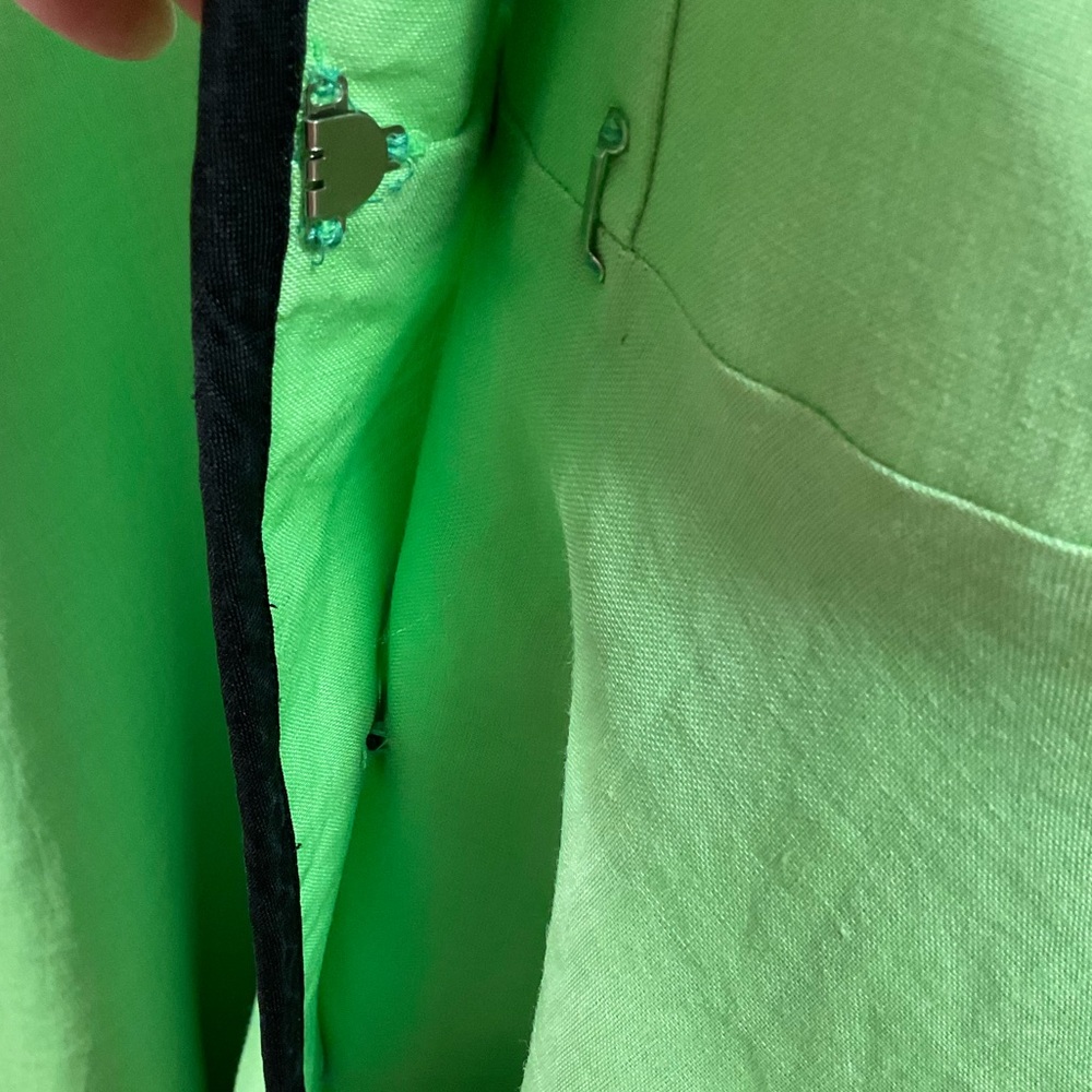 Vintage 90s Sia Bellini Green Ramie Button Front Dress | Mod Retro A-Line 9/10 - Picture 12 of 16